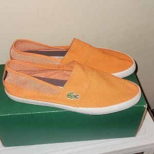 Lacoste Vibrant Orange Canvas Slip-Ons